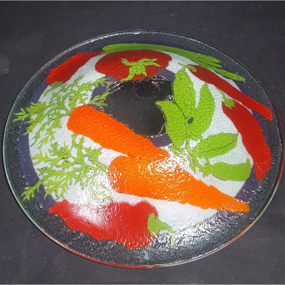 Fused Glass bowl vegetable theme vegetarian gift Peggy Karr fused glass bowl - Picture 7 of 10